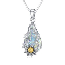 PROESS Flower Necklace 925 Sterling Silver Sunflower/Lily/Daffodil/Lotus/Daisy/Rose/Hibiscus/Lavender/Scottish Thistle/Forget Me Not Necklace Flower of Life Jewelry Presents for Women Girls, Sterling