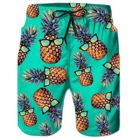 ALISISTER Men's Swimming Trunks Summer Swimming Shorts 3D Print Quick Drying Hawaii Surf Swimming Trunks Sports Shorts, A2 pineapple, 3xl