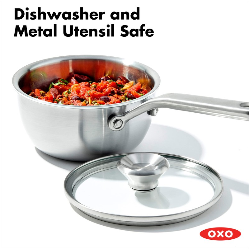 OXO Mira Tri-Ply Stainless Steel, 1.5QT Covered Chef's Pan with