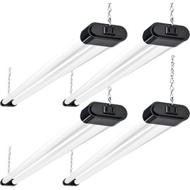hykolity 4 Pack Linkable LED Shop Light, 4FT 44W [300W Equivalent], 4600lm, 5000K Daylight, Plug-in Utility Bay Light Fixture, Hanging or Surface Mount, Black - Energy Efficient Lighting Solution
