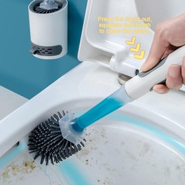 Genérico Escobilla De Baño con Relleno De Líquido, Dispensador De Líquido, Cepillo Limpiador De Taza De Inodoro, Escobilla De Silicona para Inodoro, Soporte para Suelo Y Montaje En Pared