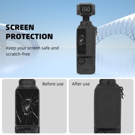 BRDRC - Funda de silicona para bolsillo 3, protector de lente, resistente a los arañazos, funda compatible con DJI OSMO Pocket 3 Creator Combo Accesorios (negro)