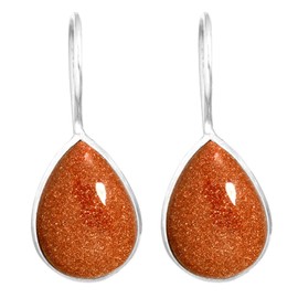 Jeweloporium 925 Silver Earring for Women Brown Gold Sunstone Gemstone Drop Dangle Fashion Silver Earring Wedding Gift Boho Jewelry