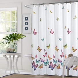 Jasion Shower Curtain Set Colorful Butterfly in Spring Waterproof Fabric Bathroom Curtains Home Bath Decor with 12 Hooks 72 X 72 Inches (Butterfly)
