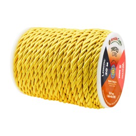 Mandala Crafts Cordón trenzado de rayón, cordón de viscosa brillante para decoración del hogar, tapicería, alzapaños de cortina, cordón de honor (5 mm, dorado)