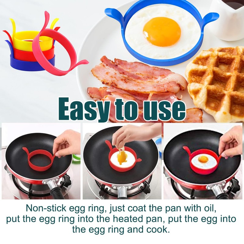 4 Pcs Fried Egg Ring Set – Non-Stick, Heat-Resistant Egg