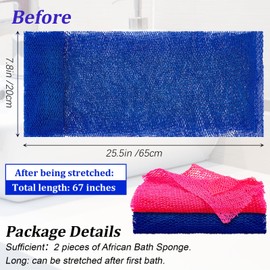 Shappy 2 Pcs African Net Sponge Exfoliating Net African Body Scrubber Bath Rag Washcloth Towel Shower Body Back Scrubber Skin Smoother for Daily Use or Stocking Stuffer(Dark Blue, Pink)