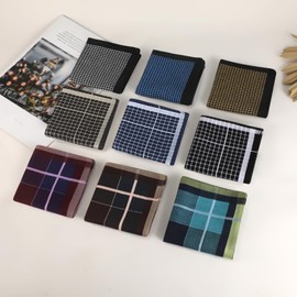 HOULIFE Men's 100% 60s Cotton Hankerchieves Men Cotton Striped Checked Pattern Handkerchief with Assorted Color Soft Vintage Hankie