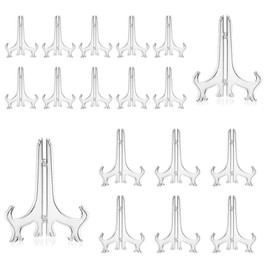 TRKETK Pack of 16 7.6 cm and 12.7 cm, mini easels made of transparent plastic, plate stand, foldable decorative plate, plate stand for displaying pictures or other items