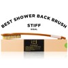ICANdOIT-17.71Inch Natural Stiff Sisal Bristles Anti-Slip Curved Long Handle Bath