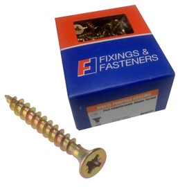 ForgeFix Multi-Purpose Single Thread Screws | 5.0 x 50mm | Zinc Yellow Passivated | Box 200