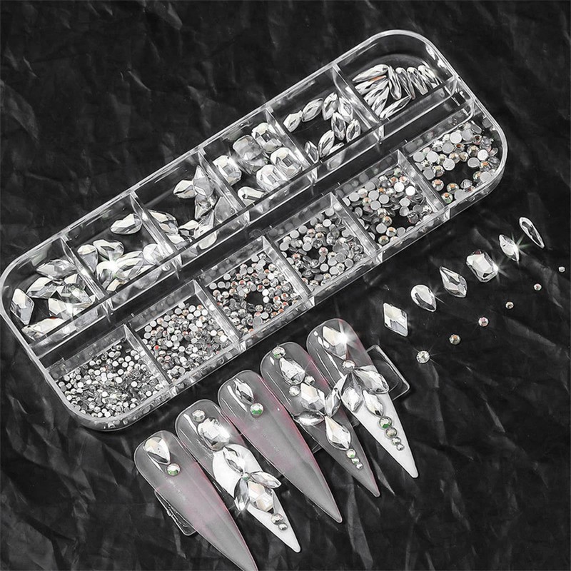 YFFSFDC Nail Parts, Rhinestones, Nail Art Parts, 3D, Large Capacity