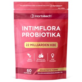 Probiotika Frauen Intimflora Kapseln 22 Mrd KBE | Kulturen Komplex mit Cranberry | für Intimflora und Darmflora | 60 Kapseln | 4 Stämme | von Horbaach