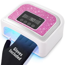 Aedavey Cordless Nail Lamp, 120W Rechargeable UV Nail Lamp for Gel Nails, LED Nail Lamp with 4 Timer Modes - Auto Sensor - LCD Screen, Gel Nail Light Decorate with Sparkling Nail Rhinestones Diamond