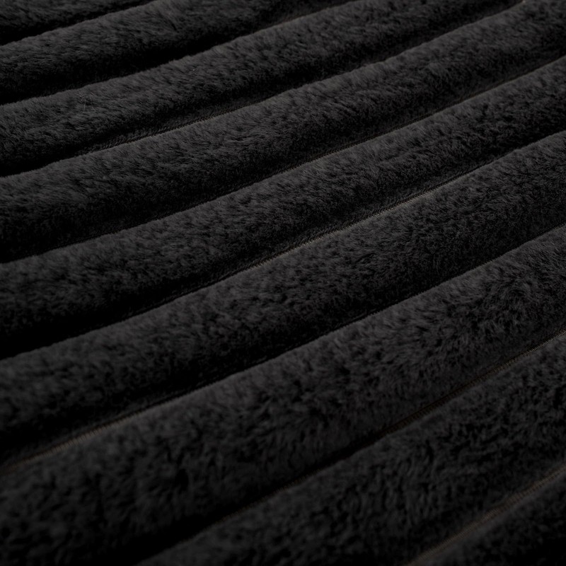 OHS Faux Fur Black Throw Blanket for Bed, Thick Soft