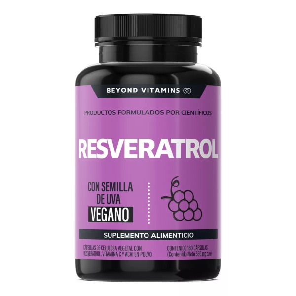 Beyond Vitamins Suplemento Alimenticio Resveratrol 100% Vegano 180 Cápsulas