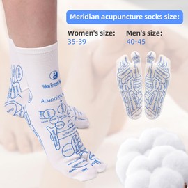 1 Pair Reflexology Socks with 8pcs Massage Sticks, Premium Elastic Acupuncture Acupressure Foot Massage Chart Sock with Trigger Point Ideal Tools for Relaxation(Men, Size 40-45)