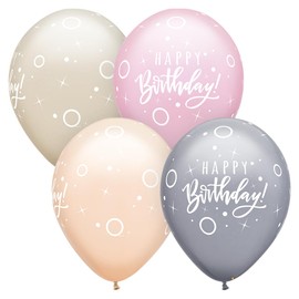 Qualatex 42822 Birthday Dots & Sparkles Assorted 11"/ 11-inch Round Latex Party Balloons (Pack of 25)