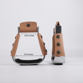 DayoVortex Western Aluminum Stirrups | Leather | Non-Slip pad | Cushion Clock Stirrups | Non-Slip to Reduce Ankle Pressure (Light Color)
