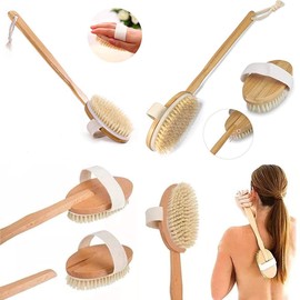 Cepillo Corporal En Seco con Cerdas Naturales Mango Re movible Anti Celulitis Elimina Celulas Muertas Exfolia y Blanquea La Piel