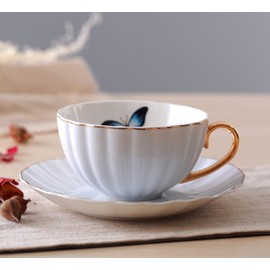 Jusalpha® Elegant Tea Cup and Saucer Set-Coffee Cup Set with Saucer and Spoon FD-TCS03-4COLOR