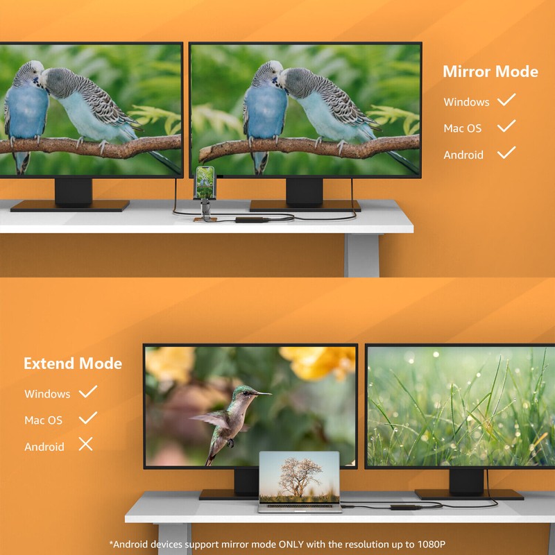 Wavlink USB 3.0/USB C to HDMI Adapter for Dual Monitors