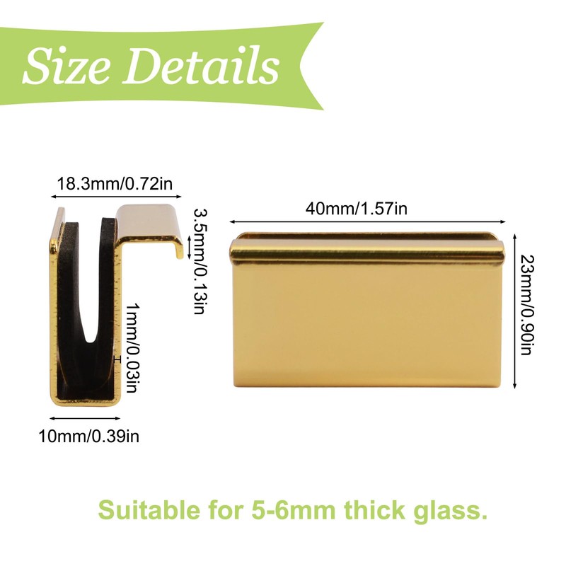 UFURMATE 4Pcs Gold Glass Finger Pull Handles for Drawer, Cupboard,