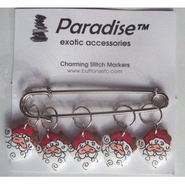 Paradise Wooden Santa Claus Stitch Markers - NEW