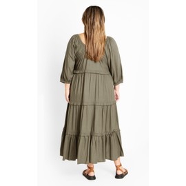 City Chic Women's CITYCHIC Plus Size Dress Heather Tier, Olive, 22