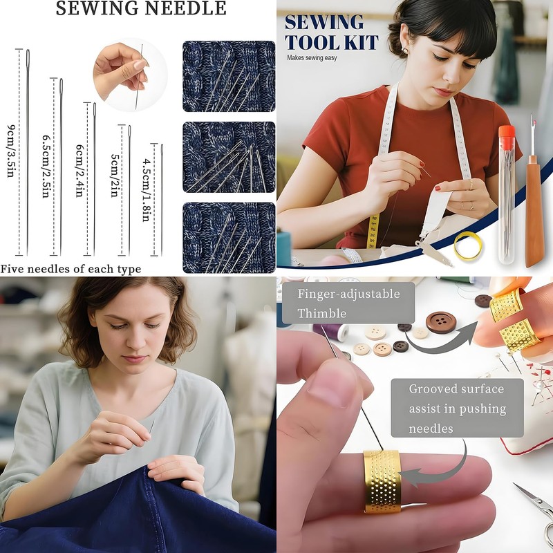 Big Eye Steel Sewing Needles Kit | All-in-One Hand Sewing