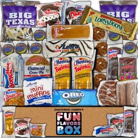 Fun Flavors Box Pastry Snack Box Care Package 30 Count Cookies Cakes Snacks Gift Box Sampler