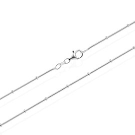 NKlaus (38-80 cm necklace and or (19-27 mm) snake chain bracelet, 925 sterling silver balls, 1.2 mm, Sterling Silver