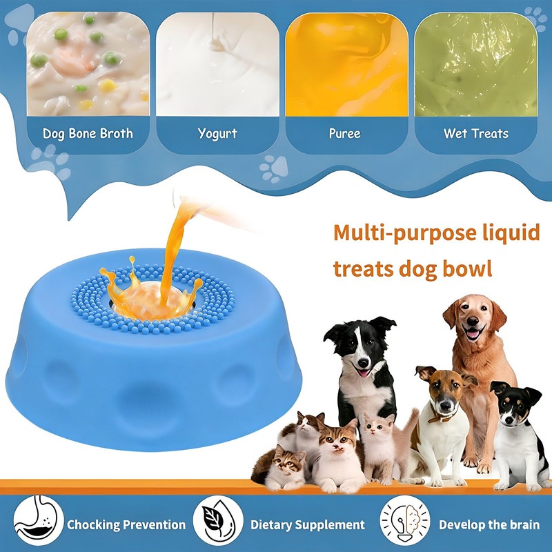 Slow Feeder Dog Bowls for Liquid Treats, Ball-in Interactive Bone