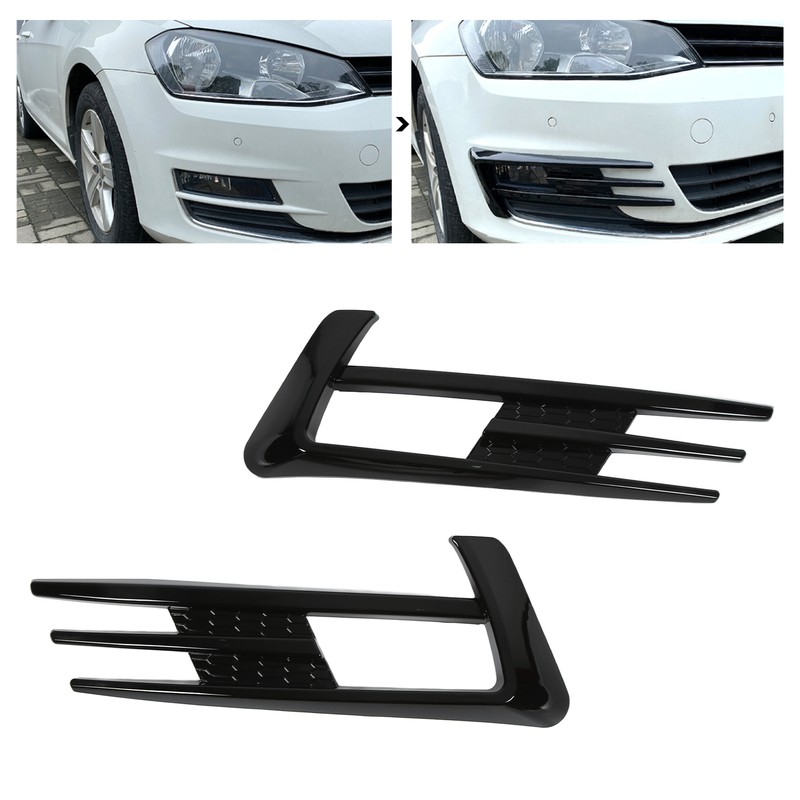 Glossy Black Front Fog Lamp Eyebrow Eyelid Cover Trim Replacement