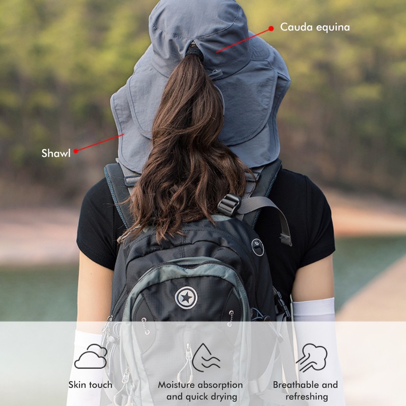 Women Sun Hat with Neck Flap Wide Brim UV Protection