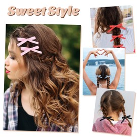 Bow Hair Clips for Women Girls, Beautiful White Bow Hair Clips Ribbon Satin Ribbon Hair Accessories for Girls Alligator Clips Cute Bowknot Hair Barrettes for Kids