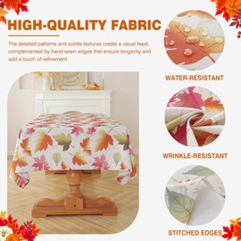 Laolitou Thanksgiving Tablecloth for Rectangle Table Pumpkin Pattern Waterproof Wrinkle Free Spill Proof Table Cloth Autumn Harvest Fall Table Cover for Dining Kitchen 60x84 Inches