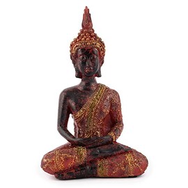 Pajoma 48374 Meditating Decorative Buddha with golden Rack Height 18 cm – red