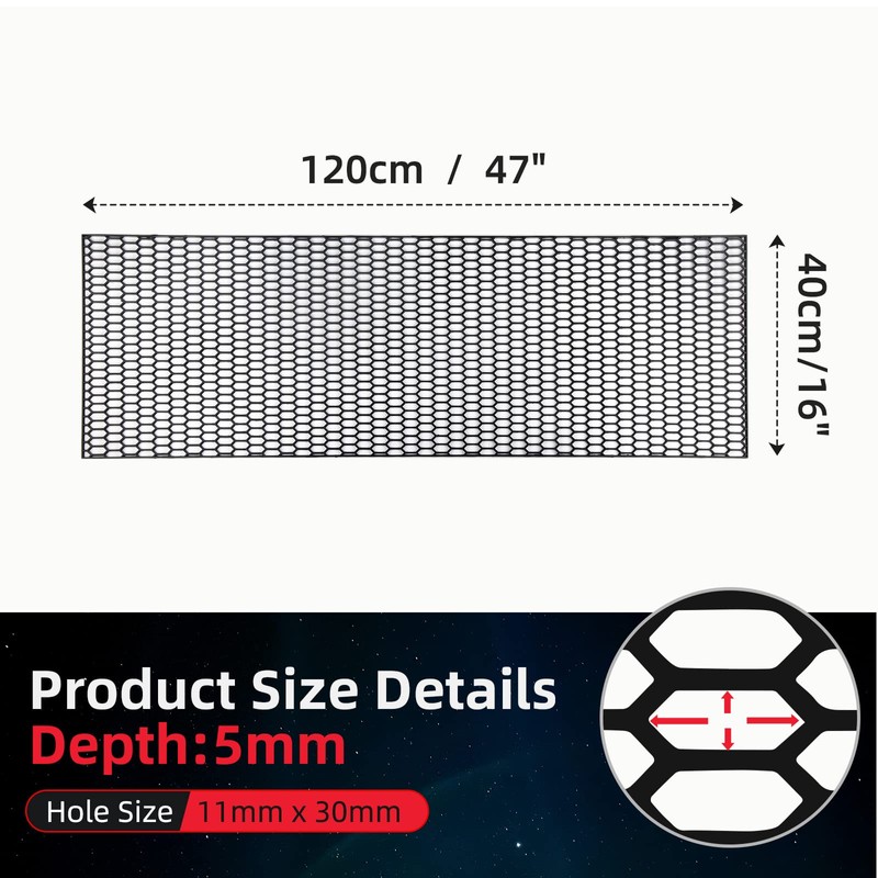 AggAuto 47"x16" ABS Plastic Universal Car Grill Mesh, Automotive Grille