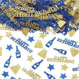 kreat4joy 200pcs Happy Retirement Decorations Confetti, Glitter Retirement Table Decorations for Men, Navy Blue Gold Farewell Decorations Party Confetti for Retirement Table Party Decorations Gift