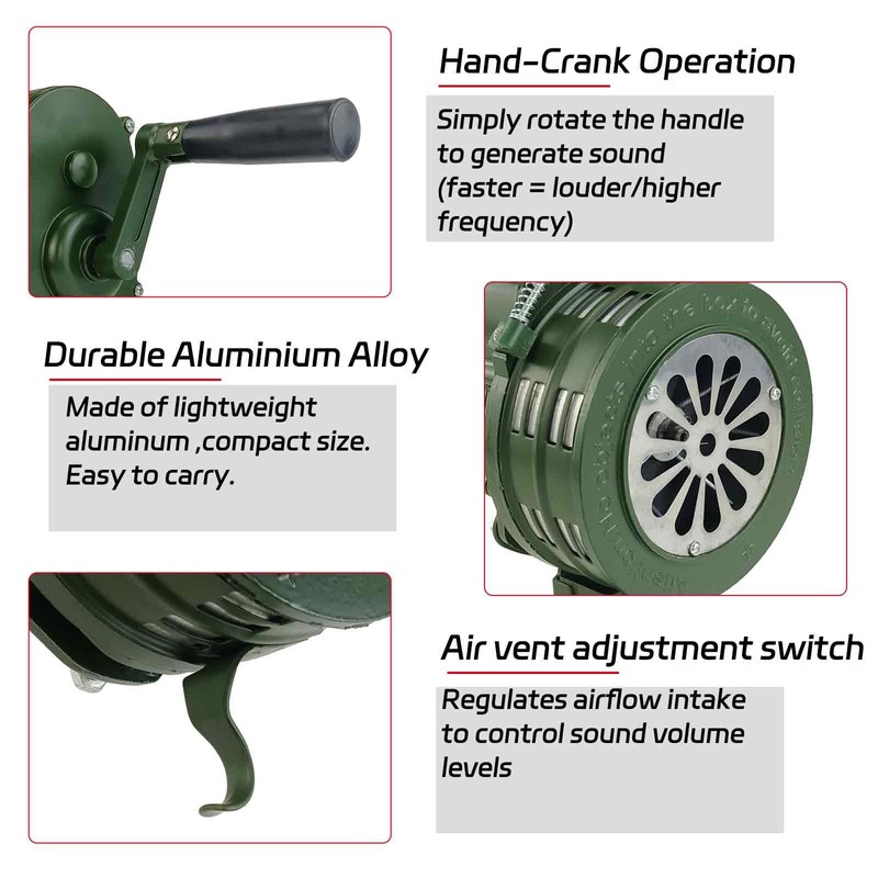 YuYBrightmi Base Mount Hand Crank Alarm Hand Crank Air Raid
