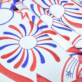 LeLehome 14" X 72" July 4th Holiday Table Runner for American Independence Day, Embroiderd Cutwork Blue&Red Stars Hearts Fireworks Dresser Scarf