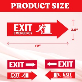 Emergency Exit Arrow Sticker Pack 4Pcs Vinyl Decal Left Right Direction Sign for Indoor Workplace Factory Building Shop Safety Use Stickers Laptop Motorcycle Phone