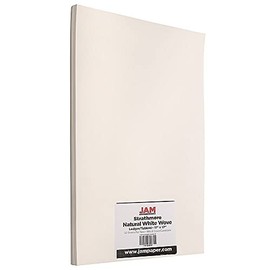 JAM PAPER Ledger 88lb Cardstock - 11 x 17 - Tabloid Coverstock - 237 gsm - Natural White Wove Strathmore - 25% cotton - 50 Sheets/Pack