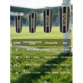 VZV Children's Football Shin Pads with Non-Slip Cuffs for Inserting Shin Pads Football Men Black L