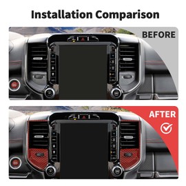 JWWY for RAM Center Console Dashboard Air Vent Outlet Cover Trim Fit for 2018-2024+Dodge RAM TRX Interior Accessories ABS 2PCS Red Carbon Fiber