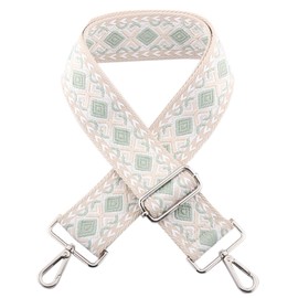 Azarxis Wide Purse Crossbody Strap, Replacement Handbag Shoulder Belt Adjustable Stripe Long Canvas Bag Accessories Strap (#02 Green Rhombus - 2" Width)