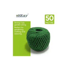 eMKay® Green Garden Jute Twine 3 Ply - PACK OF 1 50m Balls of Garden Twine Garden String for Arts Crafts Gardening Wedding Décor Packing Christmas And Around the Home - 50 METRE / 164 FEET APPROX.