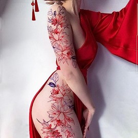 Large Temporary Tattoos Women Temporary Neck Tattoos Temporary Realistic Flower Chest Tattoo for Adults (Temporary Tattoos Sticker 17)