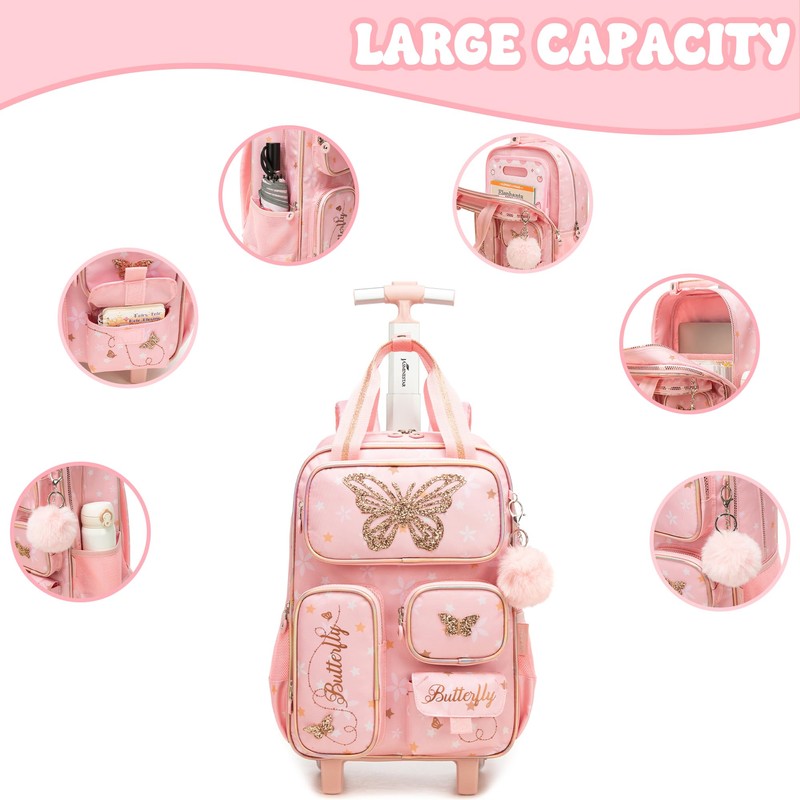 Meetbelify Kids Rolling Backpack with Wheels for Elementary Preschool Students